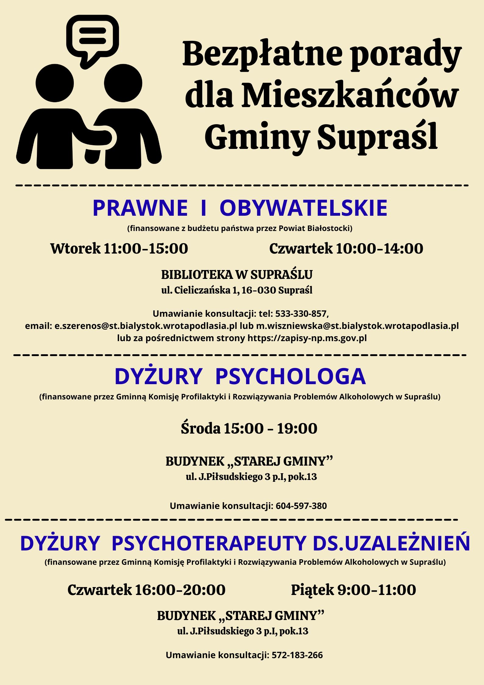 plakat bezpłatne porady dla mieszkańcow
