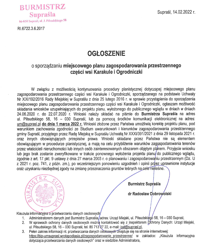plan zagospodarowania karakule ogrodniczki