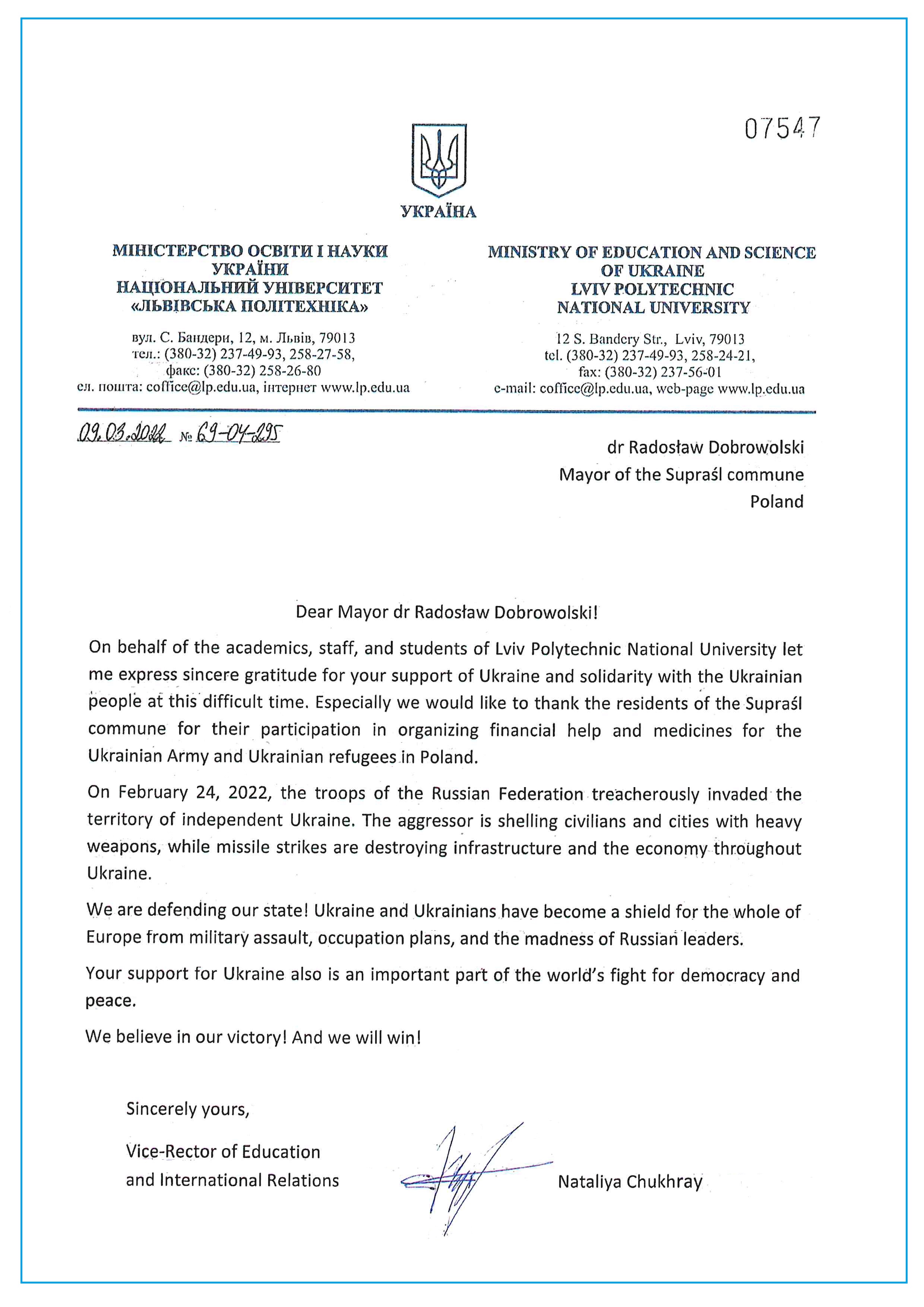 podziekowanie burmistrzowi ukr 01
