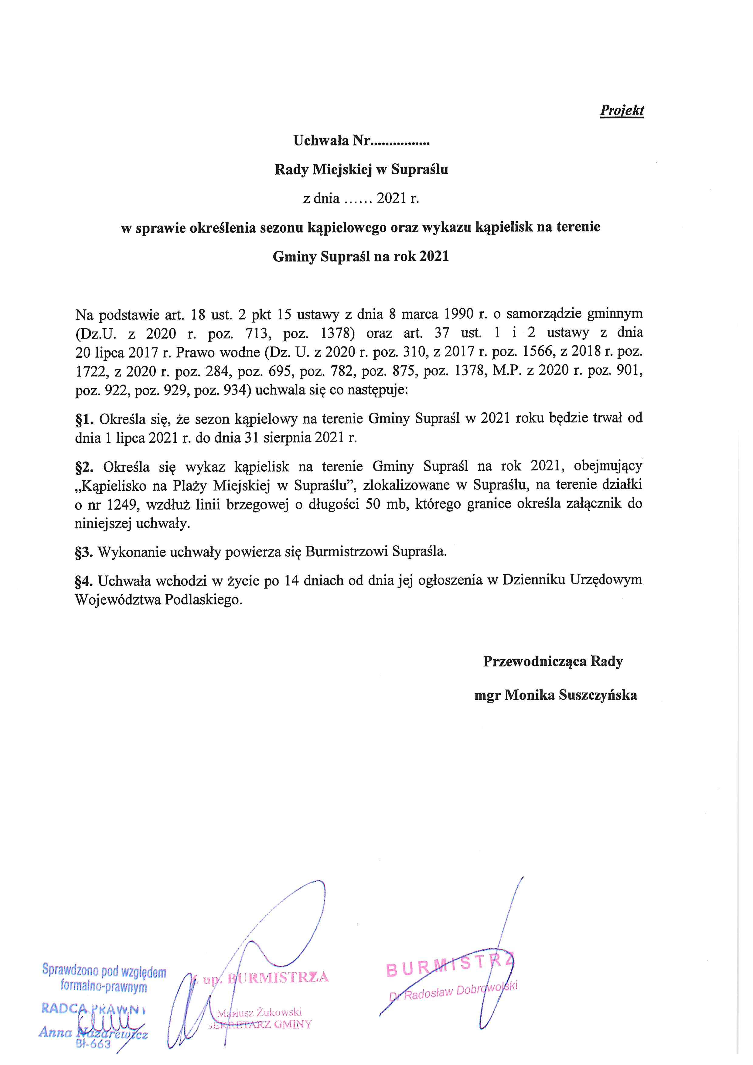 projekt uchwaly kapieliska 2021