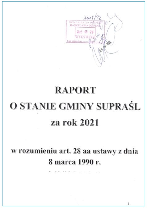 raport o stanie gminy za 2021