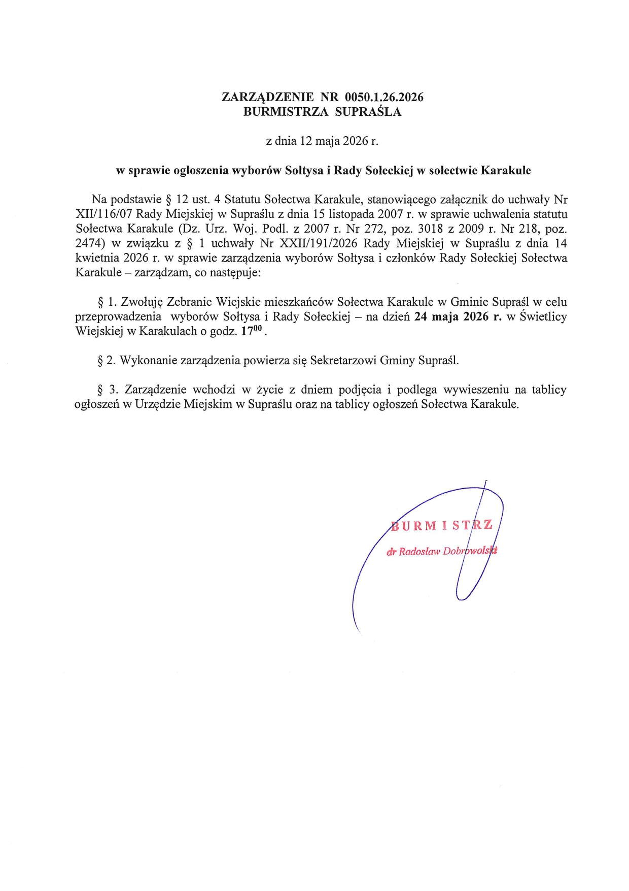 wybory soltysa zarzadzenie page 0001