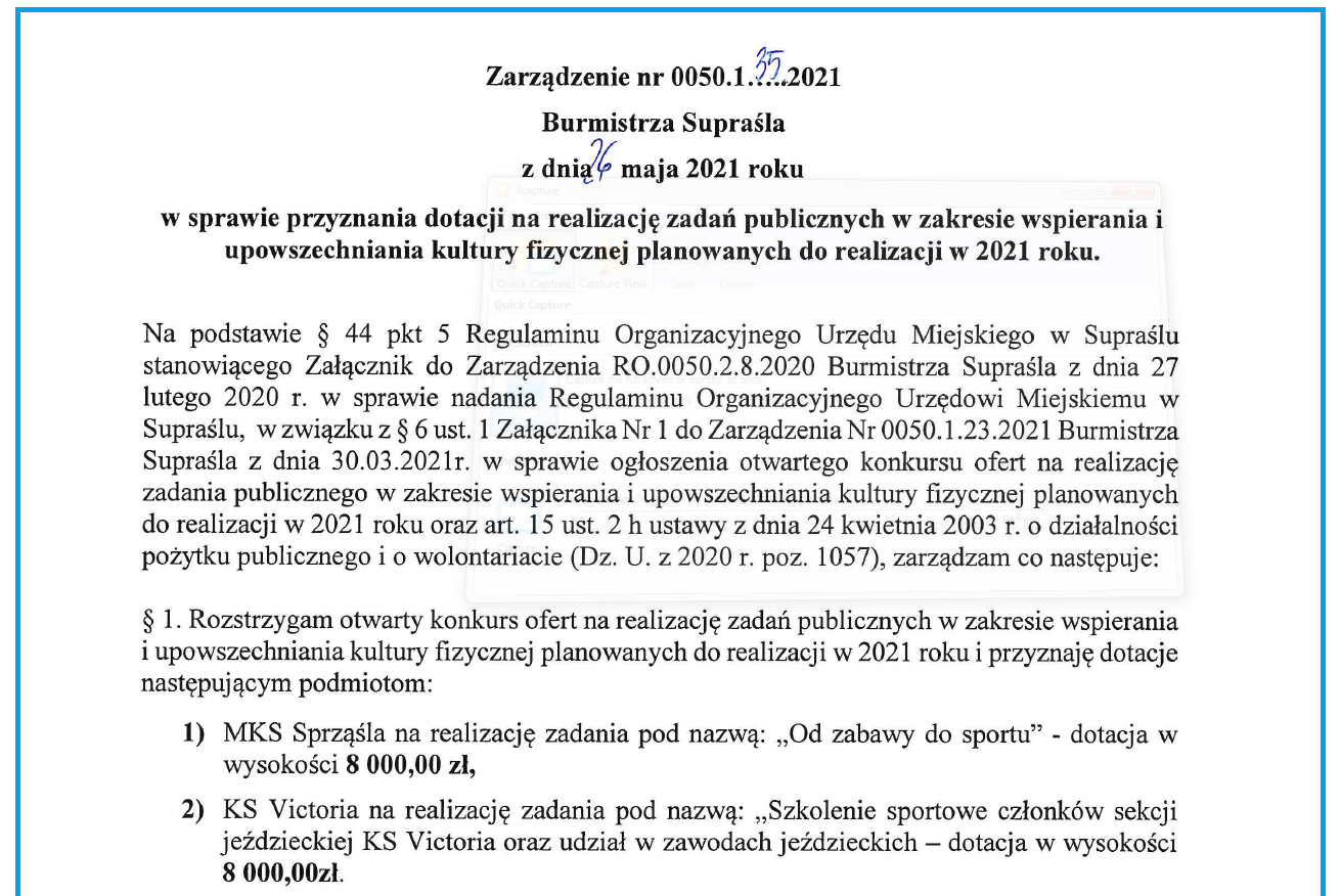 zarzadzenie burmistrza 26 maja 2021
