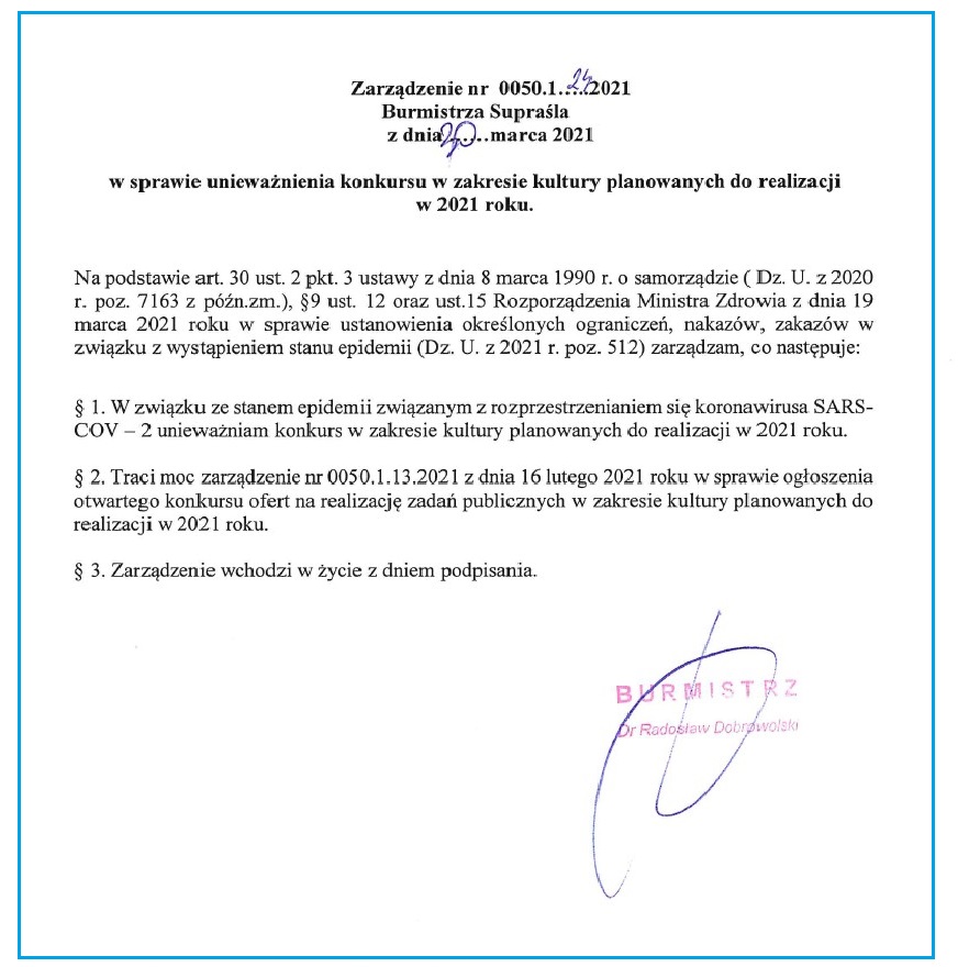 zarzadzenie z 30 marca 2021